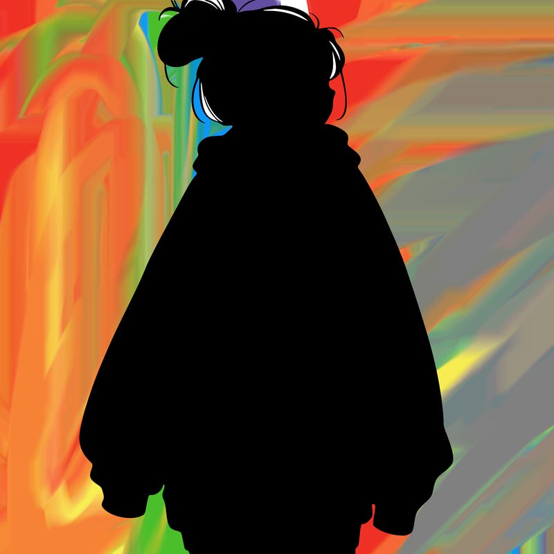 realistic girl with a oversized sweatshirt on and a bun