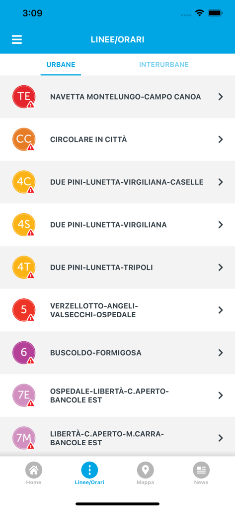 APAM mobile+ - App APAM mobile plus che mostra le linee di autobus urbani e gli orari per Mantova Italia
