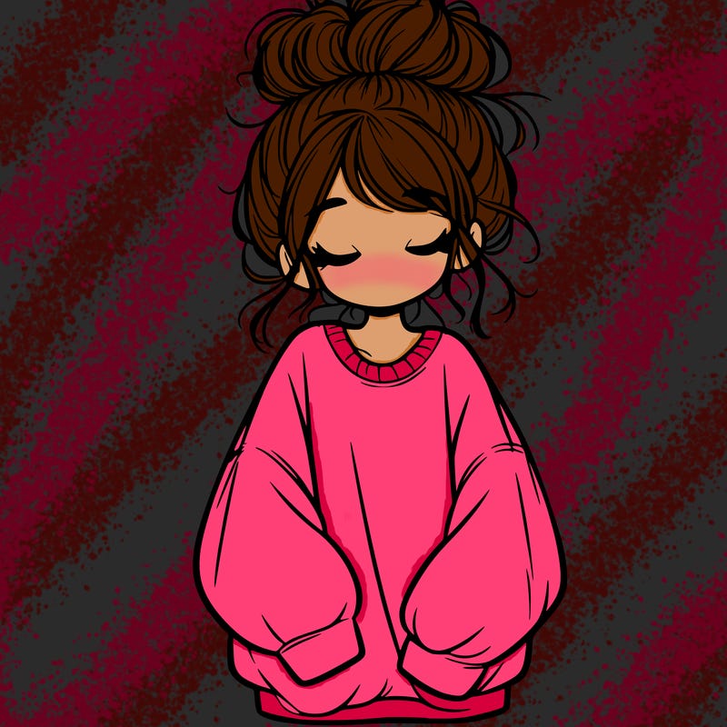 girl with baggy sweatshirt and messy bun