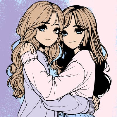 realistic girls hugging