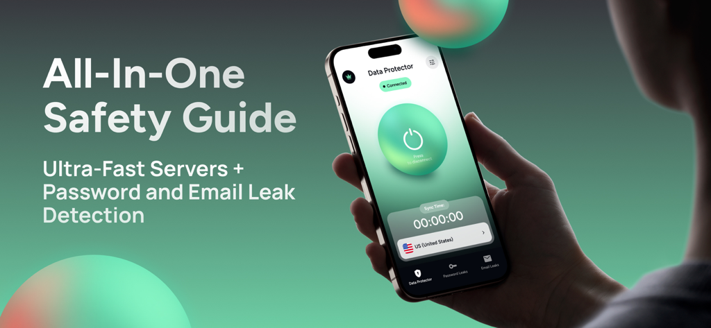 MaxDefense - Fortifyex - Interface do aplicativo MaxDefense Fortifyex em um smartphone mostrando conexão VPN e recursos de detecção de vazamentos