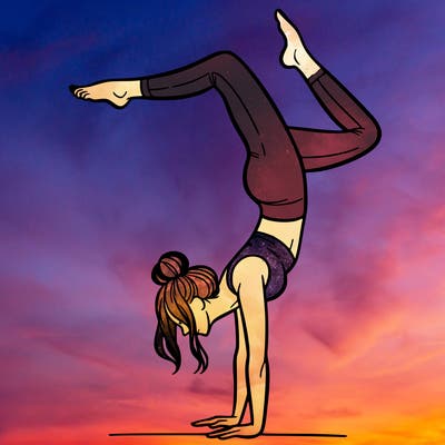 a woman doing a handstand