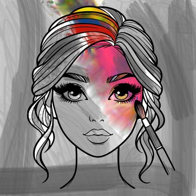 realistic person with makeup