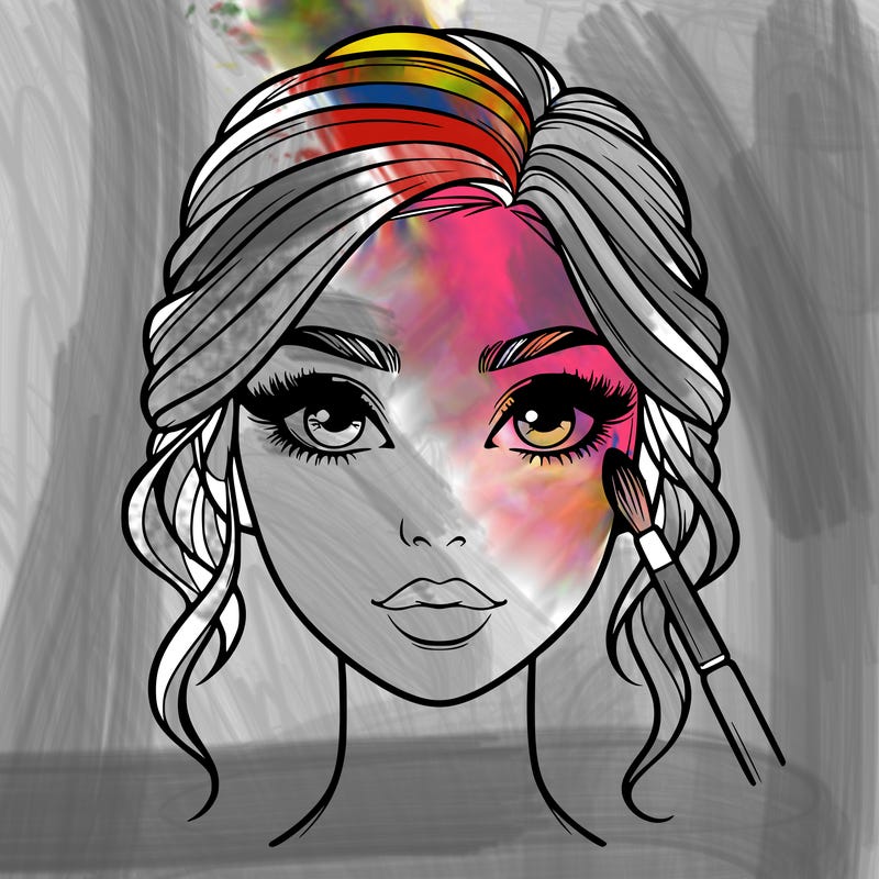 realistic person with makeup