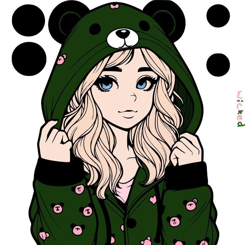 realistic girl in a animal pjs hoodie