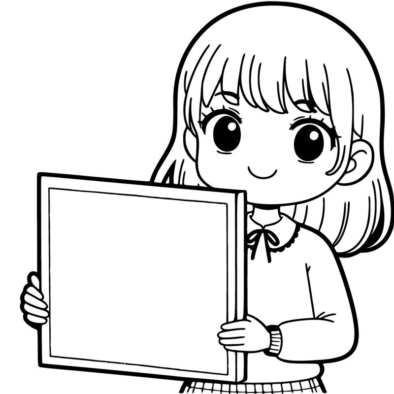 girl holding a blank sign blank face