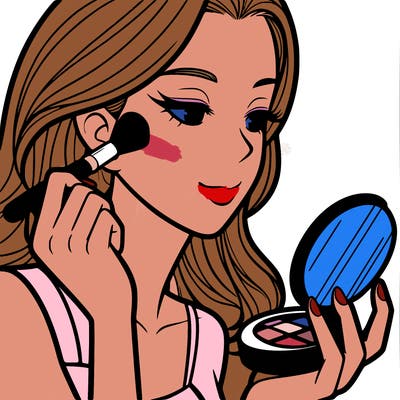 little girl putting on makeup