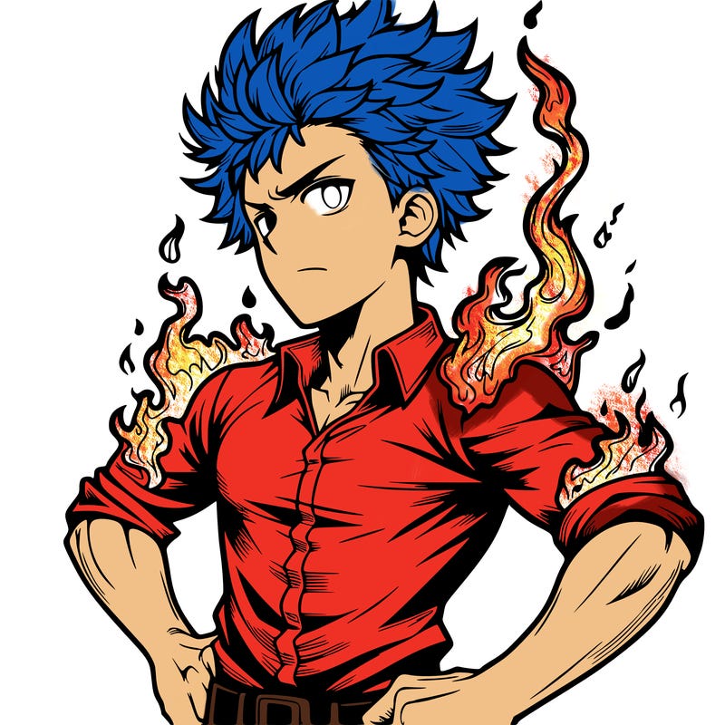 realistic manga man of fire