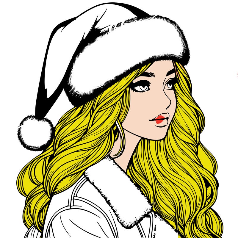 realistic girl in santa hat