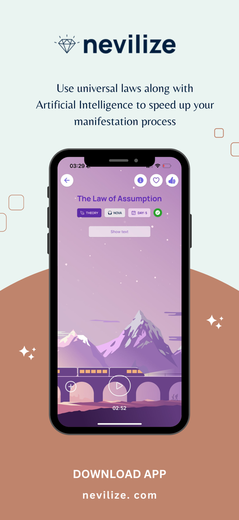 Nevilizeアプリインターフェースには、AI統合による前提の法則視覚化セッションが表示されています