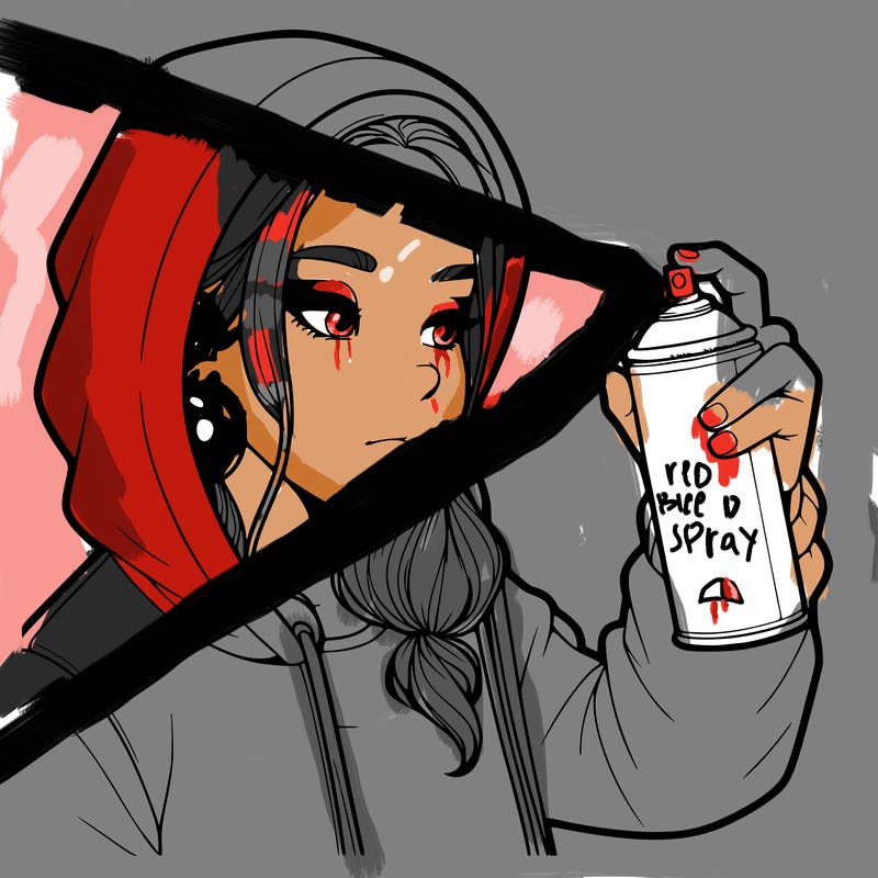 a realistic girl, spray painting