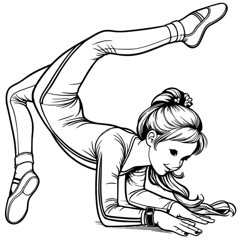 realistic girl doing gymnastics