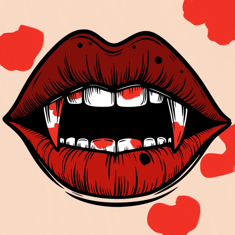 lips with vampire teeth