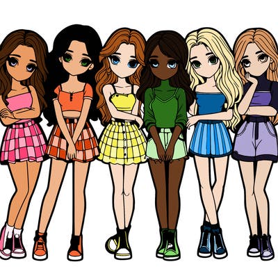 a group of girls realistic