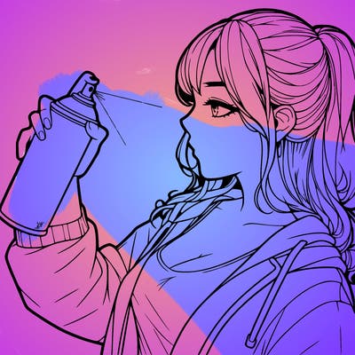 a realistic girl spray, painting