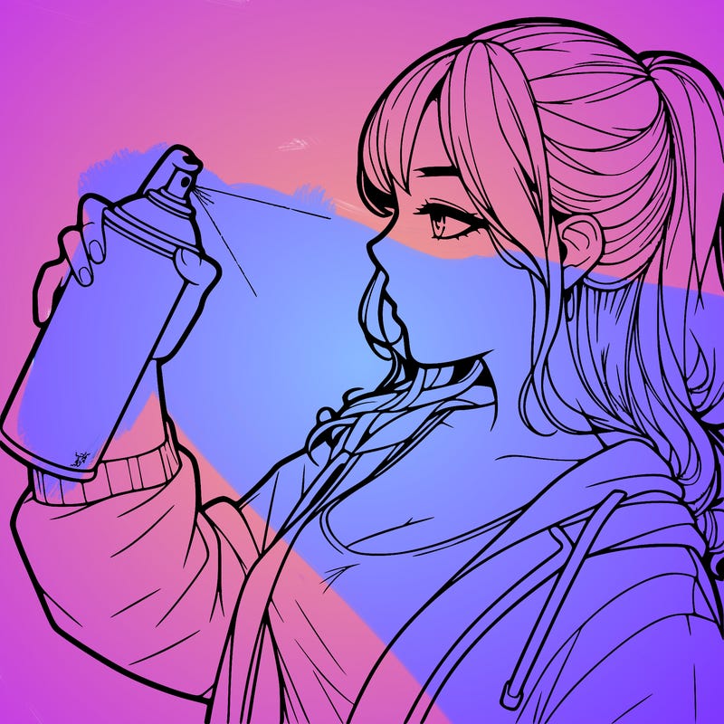 a realistic girl spray, painting