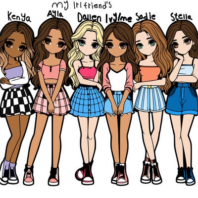 a group of girls realistic