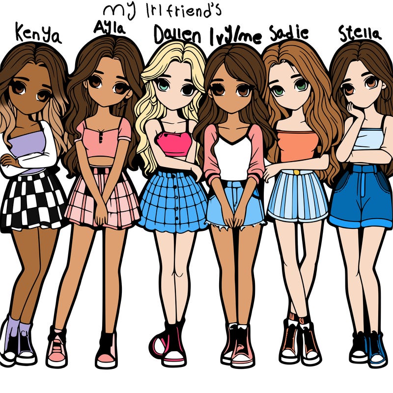 a group of girls realistic