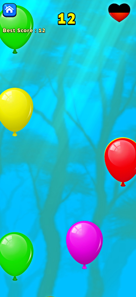 Fun Mini Games: No WiFi - Minijogo Balloon Pop com balões coloridos e exibição de pontuação