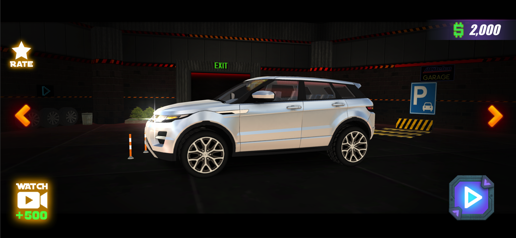 Car Parking Simulator : 2026 - Car Parking Simulator 2026アプリの車の選択ガレージに表示されたシルバーのSUV