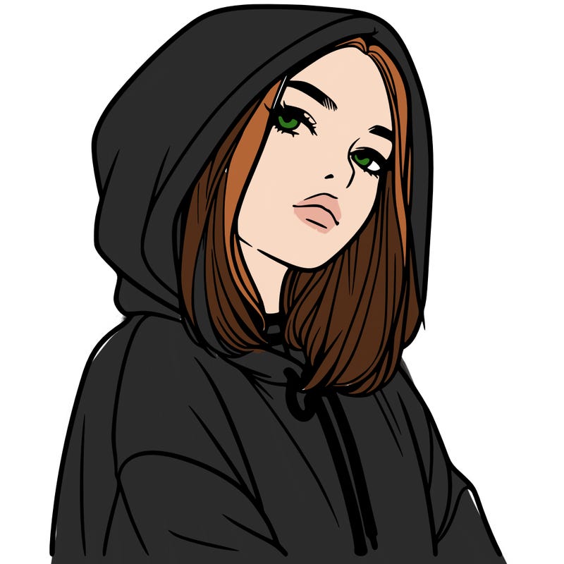 a realistic girl in a hoodie
