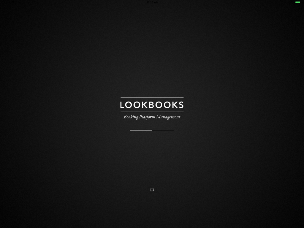 Startbildschirm der Lookbooks Portfolio App mit Logo und Ladefortschrittsbalken