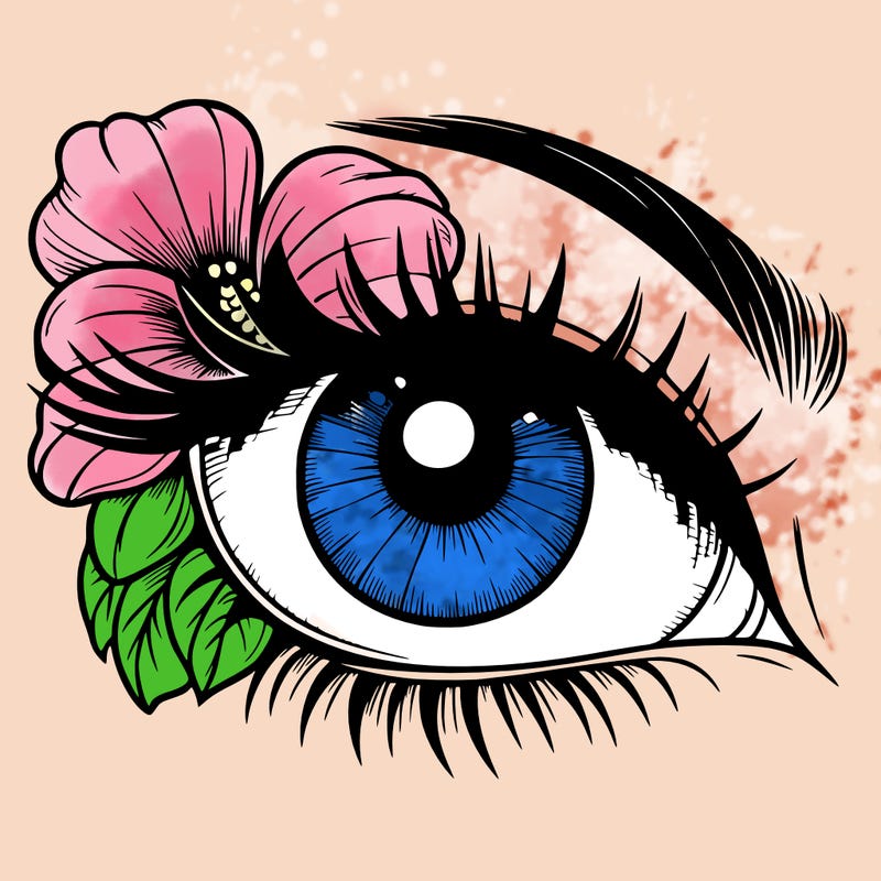 realistic eye with flower