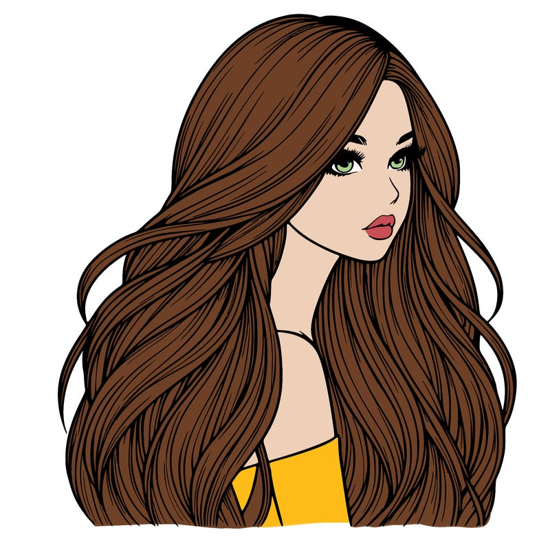 realistic girl with long realistic hair