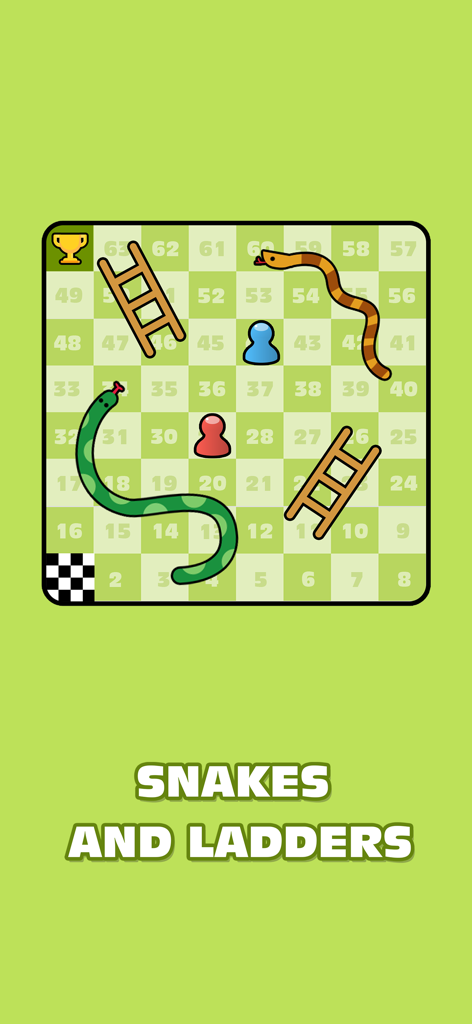 Una pantalla digital del juego de mesa Parchís con serpientes, escaleras y peones de colores.