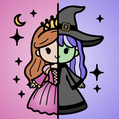 split princess and witch