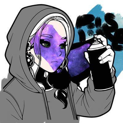 a realistic girl, spray painting