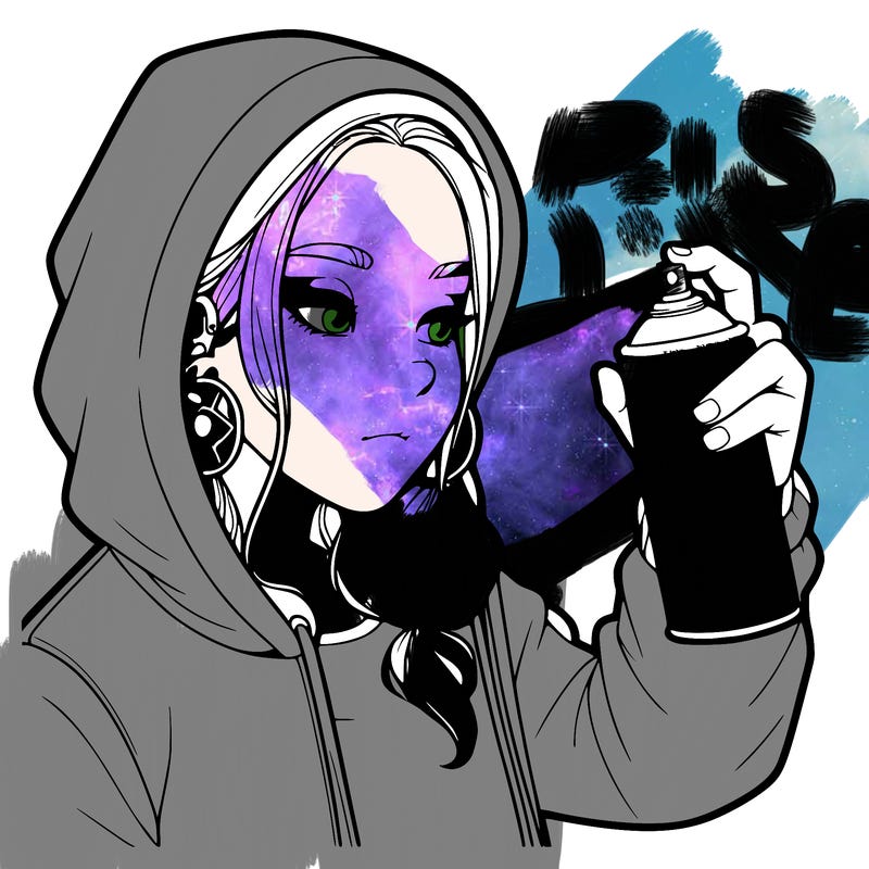 a realistic girl, spray painting