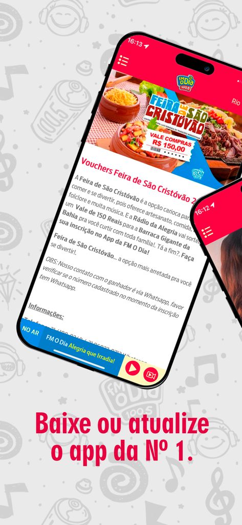 FM O Dia! - FM O Dia mobile app screen showing cultural event promotions and vouchers
