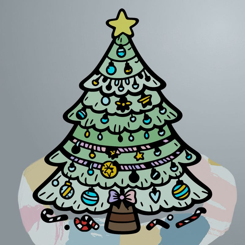 christmas tree with lots of details