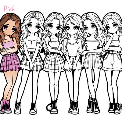 a group of girls realistic