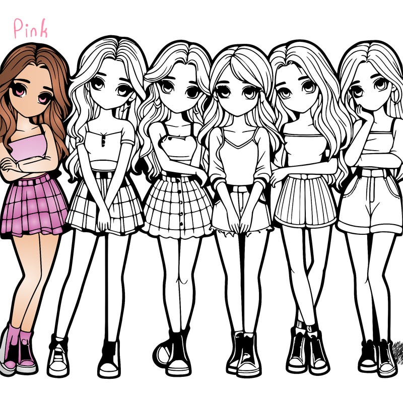 a group of girls realistic