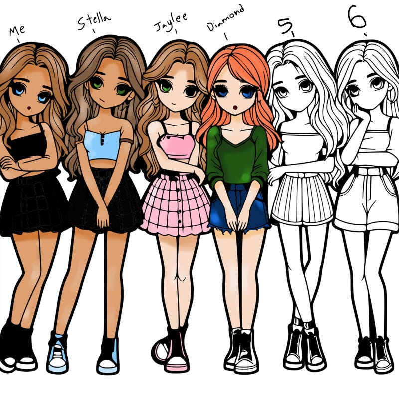 a group of girls realistic