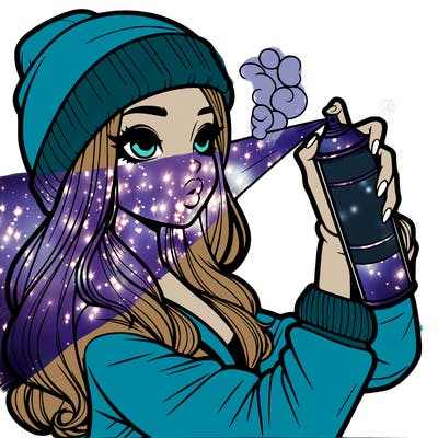 realistic girl spray painting