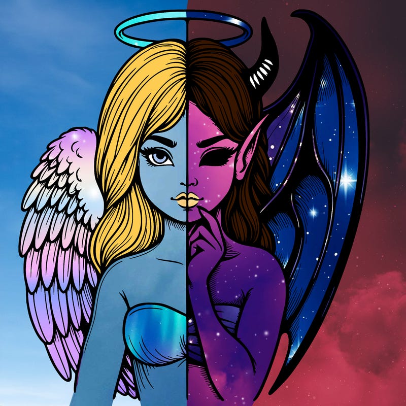 realistic angel half demon