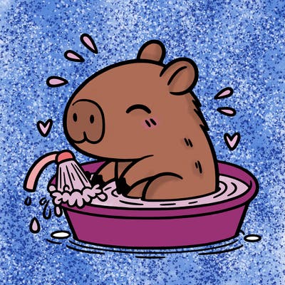 capybara taking a bath