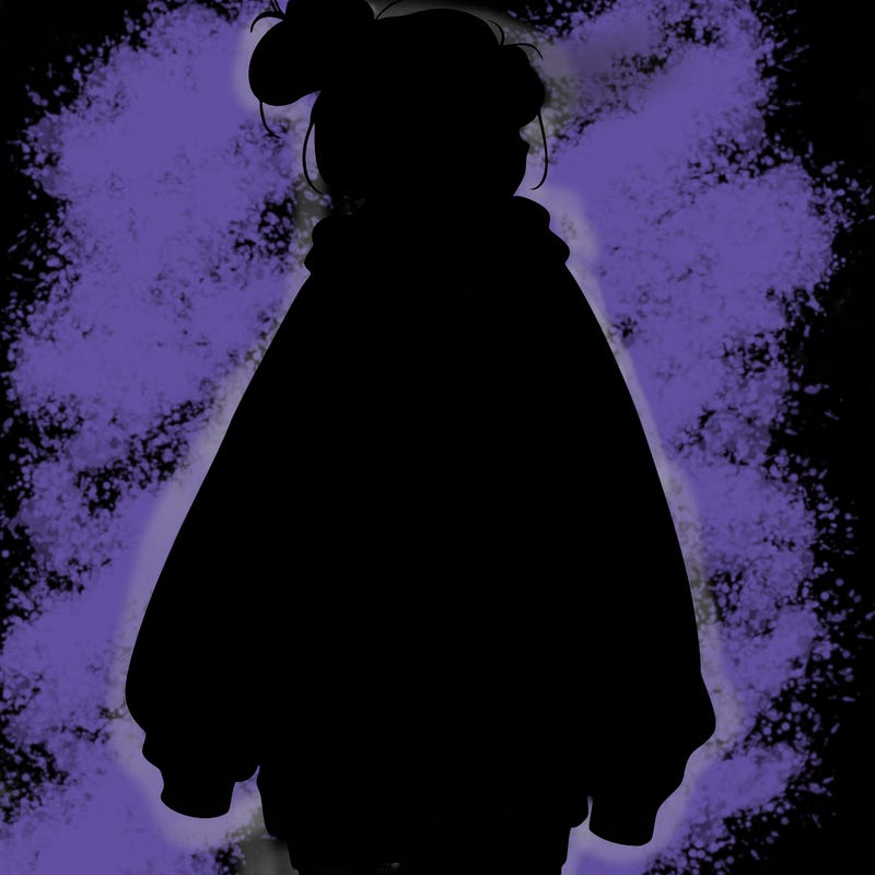 realistic girl with a oversized sweatshirt on and a bun