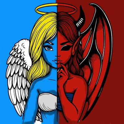 realistic angel half demon