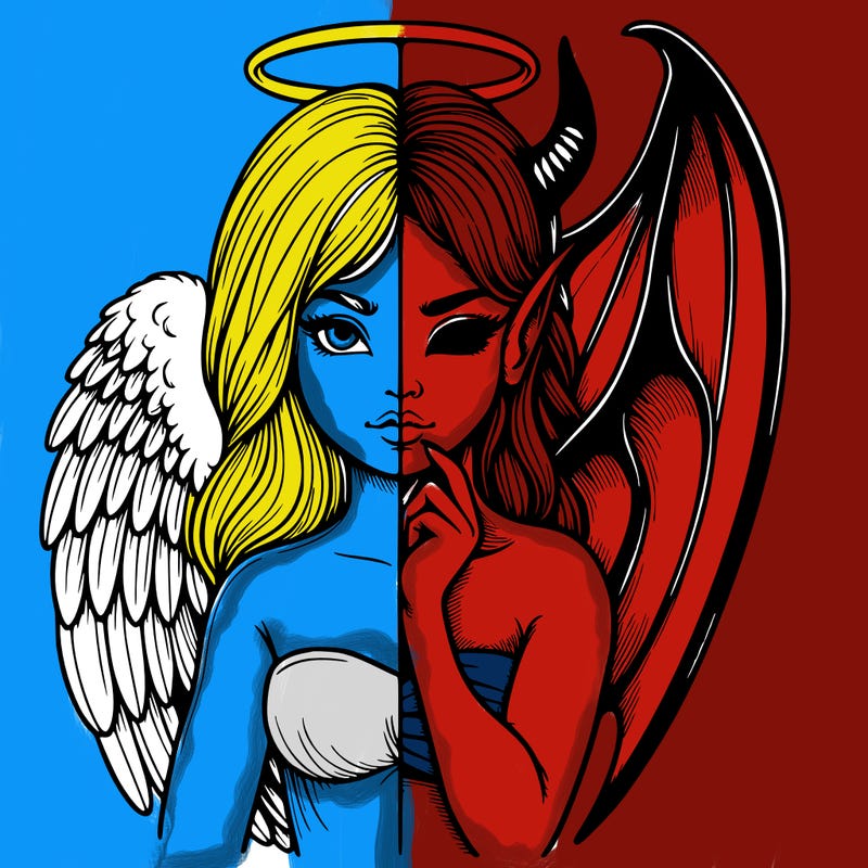 realistic angel half demon