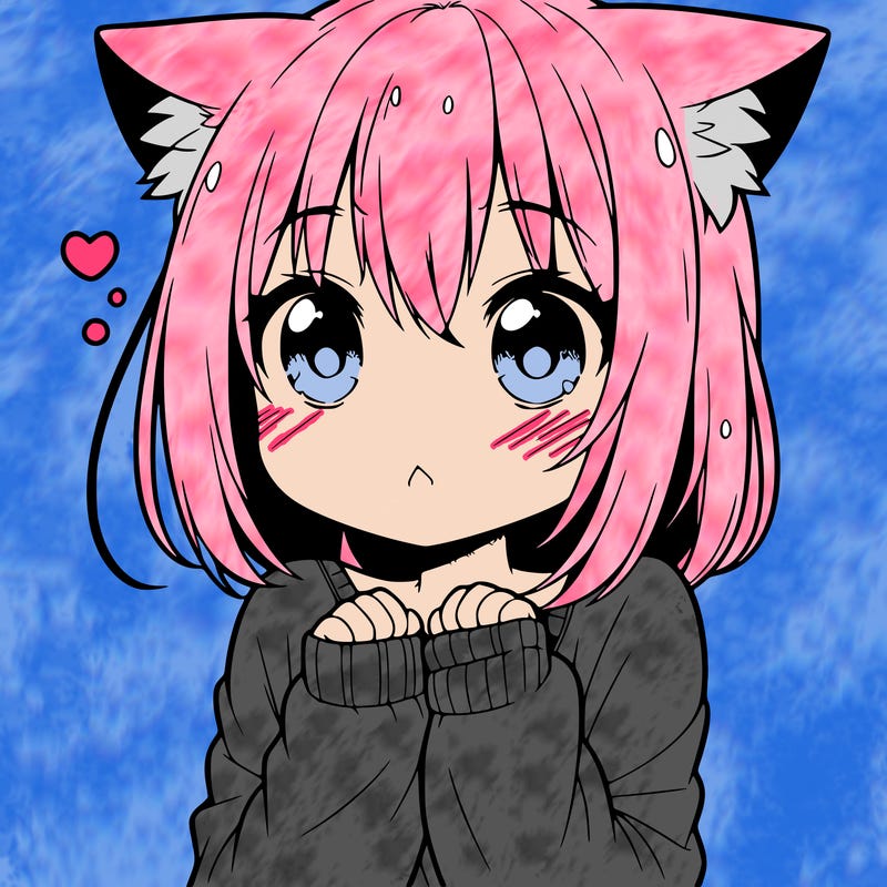 shy anime catgirl