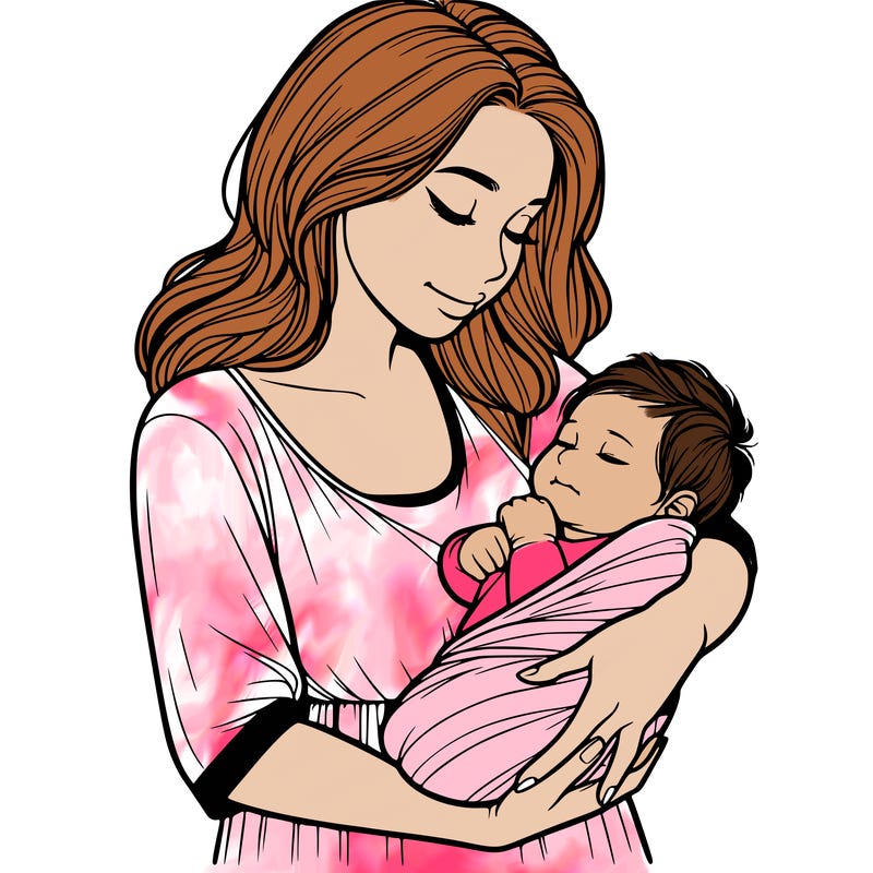 mother holding baby realistic