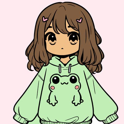 girl wearing frogging sweatshirt