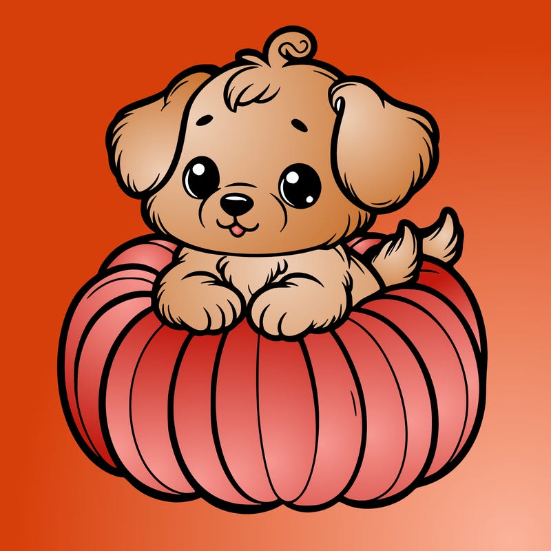 cute little puppy in a pumpkin