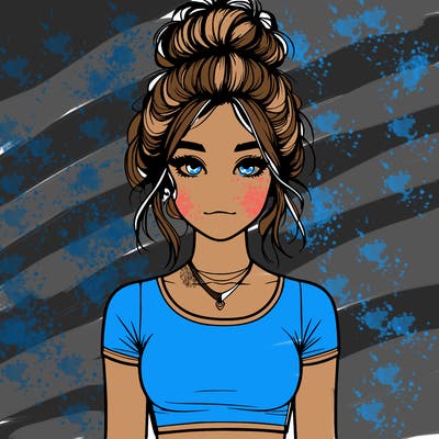realistic girl with messy bun and croptop