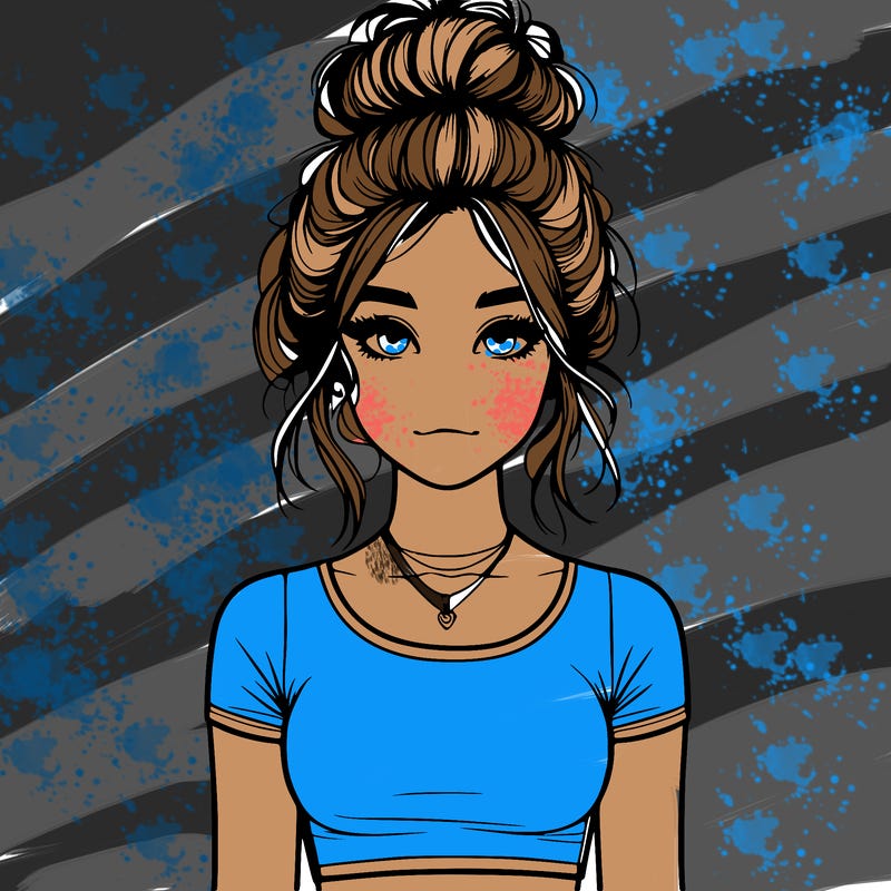 realistic girl with messy bun and croptop