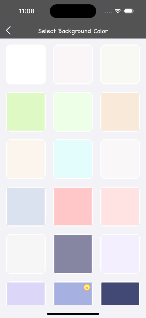 Una selección de colores de fondo pastel en la app Flork Sticker Maker